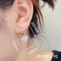 Silver Tone Pave CZ Heart Drop Huggie Hoop Earrings view 4