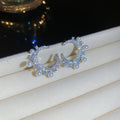 Crystal Crescent Pearl Hoop Earrings Decorative Jewelry Design view 7