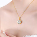 Round Faceted Glass Stone Pendant Necklace Gold Or Silver view 8