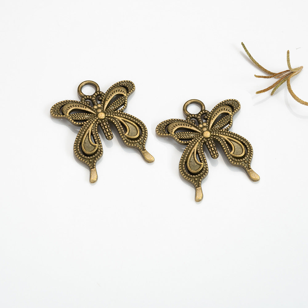 Vintage Alloy Butterfly Charm Pendant 28x24mm