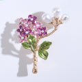 Enamel Flower Branch Brooch Pearl Buds Green Leaves Gold Tone view 6