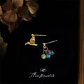 Gold Asymmetric Bird Stud Earrings Multicolor Stone Pair view 3