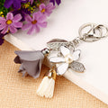 Fabric Rose, Flower, Leaf and Tassel Keychains in Four Colors view 11