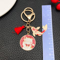 Red Lucky Cat Koi Tassel Metal Clasp Keychain Pair view 3