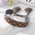 Wide Woven Geometric Pattern Tassel Adjustable Bracelets view 5
