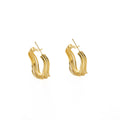 Gold and Silver Wavy Triple Line Square Hoop Earrings view 5