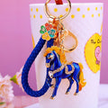 Colorful Galloping Horse Keychains with Braided Wrist Straps view 4