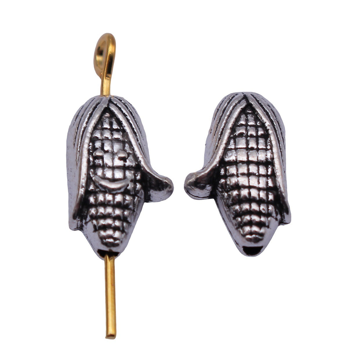 12x7.9x5.2mm 1.4g Antique Silver Zinc Alloy Smiling Corn Spacer Beads for Bracelet Jewelry Making