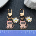 Siamese Cat and White Daisy Enamel Clip Keychain Eight-Style Collection view 2