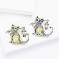 Cat With Fish Brooch In 2 Styles With Polished Metal Details view 3