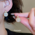 Crystal Pave Round And Oval Drop Stud Earrings Statement Jewelry view 4