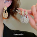 Gold And Silver Tone Openwork Leaf Drop Stud Earrings view 1