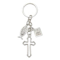 Silver Cross Dove and Holy Bible Keychain and Attached Hardware view 5