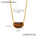 Tiger Eye Black Stone Oval Bean Pendant Necklaces Gold Steel view 12