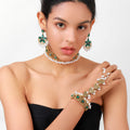 Floral Choker Bracelet and Earring Three Piece Jewelry Sets view 1
