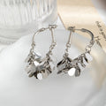 Gold and Silver Disc Fringe Dangle Small Hoop Earrings view 3