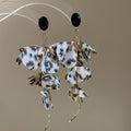 Leopard Print Fabric Petal Cascade Stud Earrings Jewelry Accessory view 7