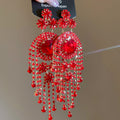 Crystal Chandelier Earrings with Floral Tops in Three Colors view 7