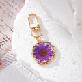 Pressed Daisy Resin Keychains Gold Lobster Clasp 8 Colors view 2