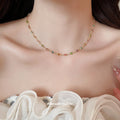 Gold Necklace with Small Multicolor Round Beads for Layered Everyday Styling view 3