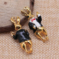 Gold Tone Enamel Gentleman Rabbit Jewelry Charm Pendant view 2