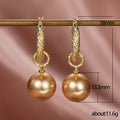 Gold Twisted Rope Hoop Earrings Champagne Pearl Drops view 5