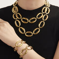 Oval Link Necklace and Bracelet Collection in Three Finishes view 1