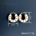 Gold Tone White Enamel Bamboo Hoop Earrings view 4