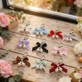 Pearl Bow Keychain Silver Clasp Satin Ribbon Ten Colors view 4