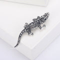 Crystal Alligator Brooch In Silver Or Green Enamel view 4