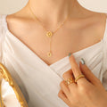 Initial Letter Y Lariat Necklace Disc And Dangle Charm view 4