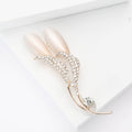 Rose Gold Tone Twin Bud Brooch With Clear Crystal Curves view 2