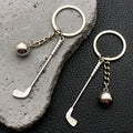 Antique Silver Golf Club and Ball Metal Keychain Charm view 2