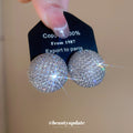 Oversized Silver Crystal Dome Stud Earrings Statement Jewelry view 3