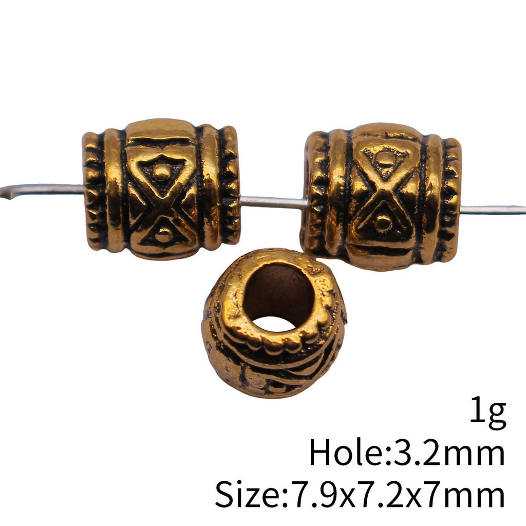 7.9x7.2x7mm 1g Antique Gold Zinc Alloy Carved Texture Tube Spacer Beads for Bracelet Jewelry Making