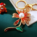 Pearl Center Daisy Keychains With Crystal Petals in Four Colors view 1