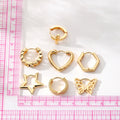 Gold Tone Geometric Huggie Hoop Earrings in Seven Designs view 4