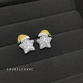 Silver Tone Clear Stone Star And Yellow Nightcap Stud Earrings view 6