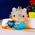 Jeweled Bow Cat Keychains Holding Heart-Shaped Gems in Four Colors view 3