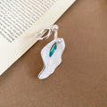 White Enamel Calla Lily Earrings And Open Ring Pearl Accent view 7