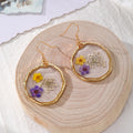 Irregular Gold Rim Resin Dried Flower Drop Earrings 7 Styles view 3