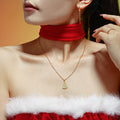 Gold Christmas Tree Zircon Pendant Clavicle Necklace Stainless view 3