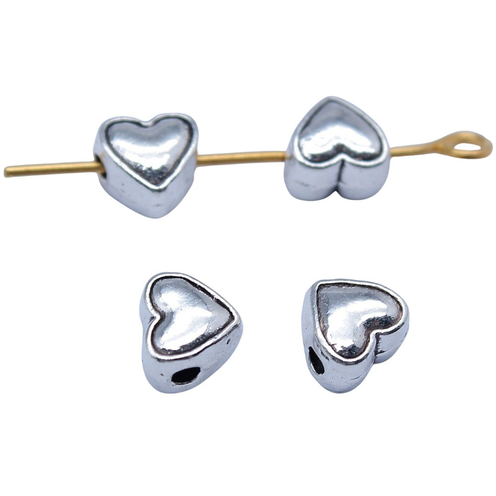 6x6mm 0.5g Antique Silver Zinc Alloy Heart Loose Metal Beads for Bracelet Necklace DIY Jewelry Making