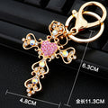 Mixed Jeweled Cross Keychains in Three Designs with Matching Braided Loops view 6