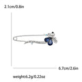 Long Safety Pin Brooch with Blue Butterfly and Crystal Drops view 6