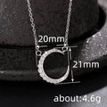 Silver Tone Open Crescent Moon Clear Stone Pendant Necklace view 4