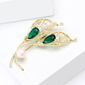 Green Calla Lily Dual Crystal Brooch with Pearl Accent view 3