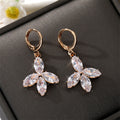 Gold Tone Clear Crystal Geometric Huggie Drop Earrings in Five Designs view 10
