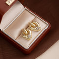 Crystal Look Sculpted Oval Stud Earrings in Gold and Silver view 3