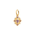Gold Tone Ornate Geometric Pendant Necklace With Purple Stones view 5